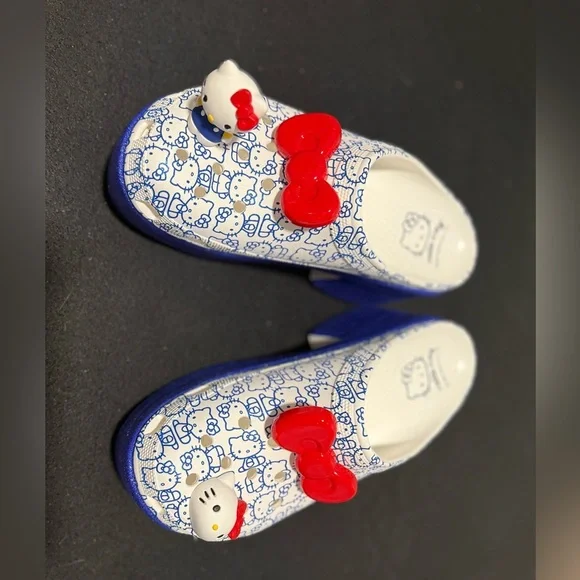 NWOT Crocs Hello Kitty 50th Anniversary Blue Glitter Siren Clogs - Picture 4 of 9